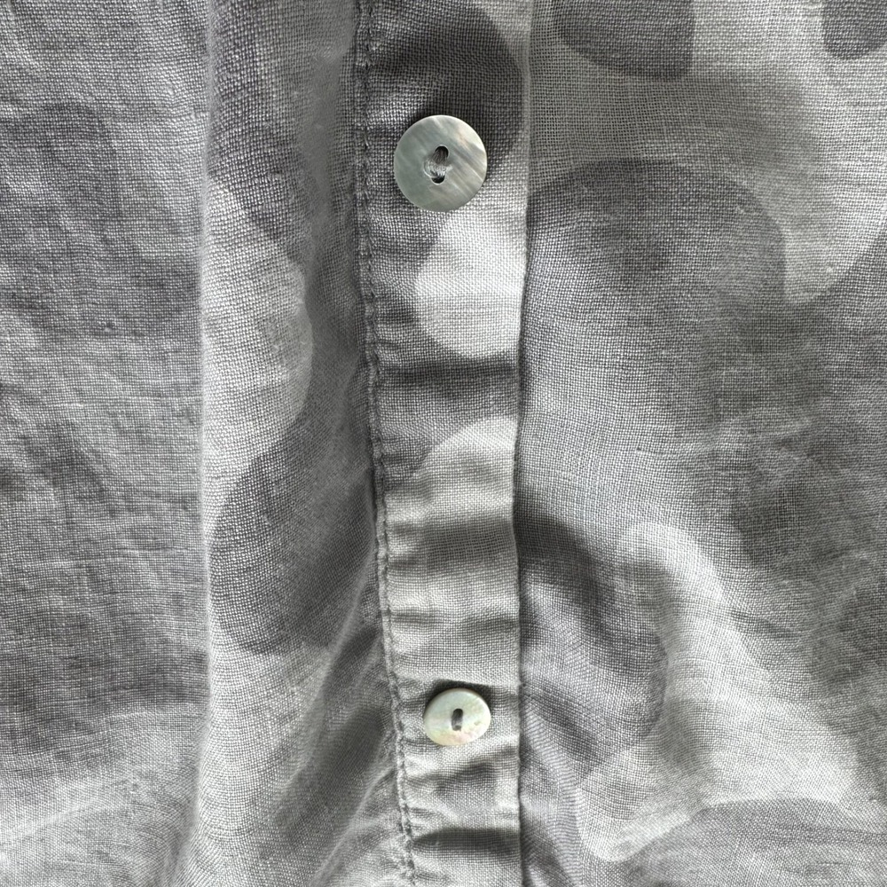 C&C California Beachy Grey Camo 100% Linen Hooded Tunic Plus Sz. 1X Button Back - Picture 8 of 10